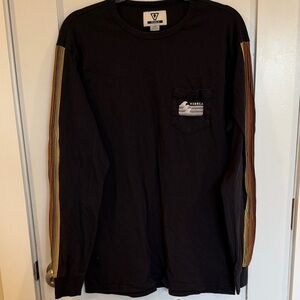 VISSLA Men's Black Long Sleeve Tee with Multicolor Stripes